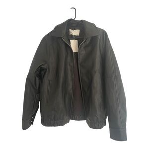 Black Bomber Jacket (Vegan Leather)
